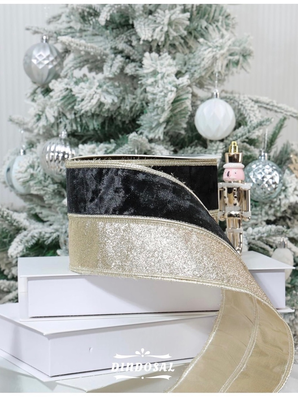 Gold and Black Velvet Holiday Gift  Ribbon 🎀 🎄 🎁